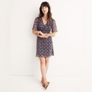 madewell embroidered chambray tunic dress MADEWELL Chambray Sunstitch Tunic Dress Blue White Embroidered BOHO Womens S EUC